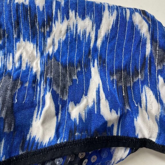 Vince Camuto Black Blue White Sleeveless Sequin Shimmer Racerback Tank Top Med - Picture 5 of 7